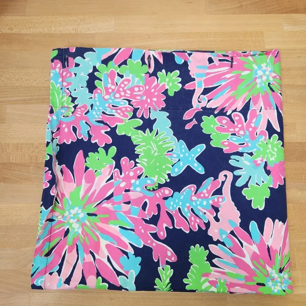 Lilly Pulitzer Cotton Fabric shower curtain by Garnet Hill Trippin N Sippin Navy